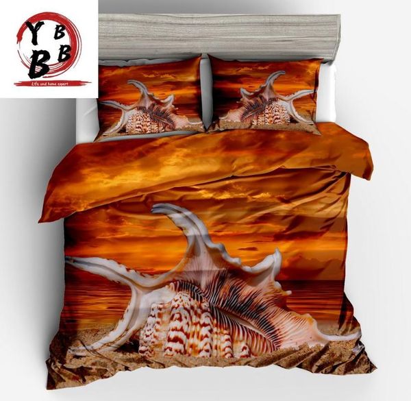 bedding sets fashion 3d white golden sea shell set boys twin full king size with quilts/duvet cover pillowcase home textiles