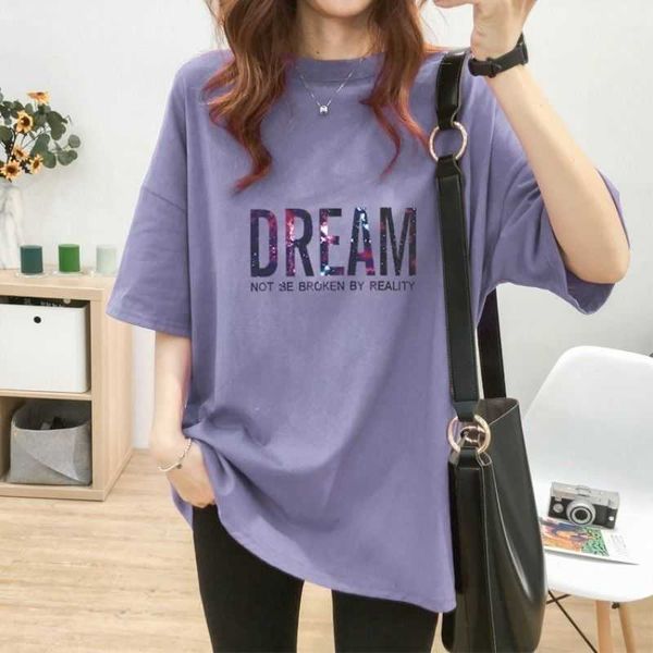 2021 summer korean loose size women's cotton medium length fashion printed short sleeve t-shirt, Red;black
2021 summer korean loose size women's cotton medium length fashion printed short sleeve t-shirt, Red;black