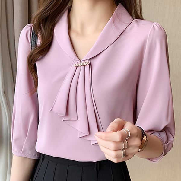 women's blouses & shirts summer short sleeve blouse women beading bow v-neck chiffon shirt blusas mujer de moda 2021 femme f56, White
women's blouses & shirts summer short sleeve blouse women beading bow v-neck chiffon shirt blusas mujer de moda 2021 femme f56, White