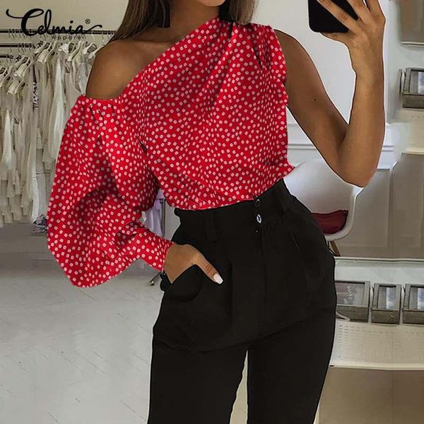 women's blouses & shirts celmia summer women one shoulder blouse 2021 fashion lantern sleeve floral print tunic casual plus size s, White
women's blouses & shirts celmia summer women one shoulder blouse 2021 fashion lantern sleeve floral print tunic casual plus size s, White