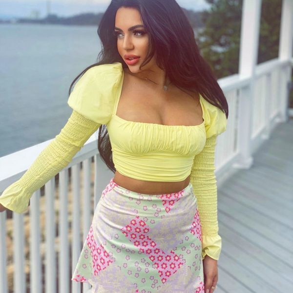 women long flare sleeve pleated open navel short shirt solid color square collar slim fashion spring summer 11b485 210525, White
women long flare sleeve pleated open navel short shirt solid color square collar slim fashion spring summer 11b485 210525, White
