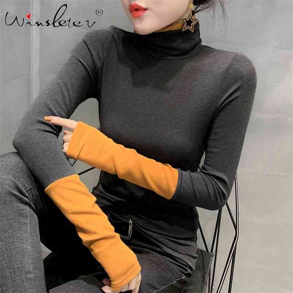 spring cotton t-shirt women color block turtleneck long sleeve patchwork slim tee female casual t02401b 210406, White
spring cotton t-shirt women color block turtleneck long sleeve patchwork slim tee female casual t02401b 210406, White