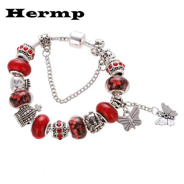 link, chain hermp charm bracelets for women girls heart butterfly eiffel tower charms with murano glass beads, Black
link, chain hermp charm bracelets for women girls heart butterfly eiffel tower charms with murano glass beads, Black
