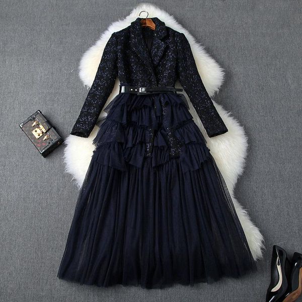 casual dresses 2021 spring autumn women woolen tweed dress jacquard notched collar long sleeve ruffles belt mesh blue party vestidos, Black;gray
casual dresses 2021 spring autumn women woolen tweed dress jacquard notched collar long sleeve ruffles belt mesh blue party vestidos, Black;gray