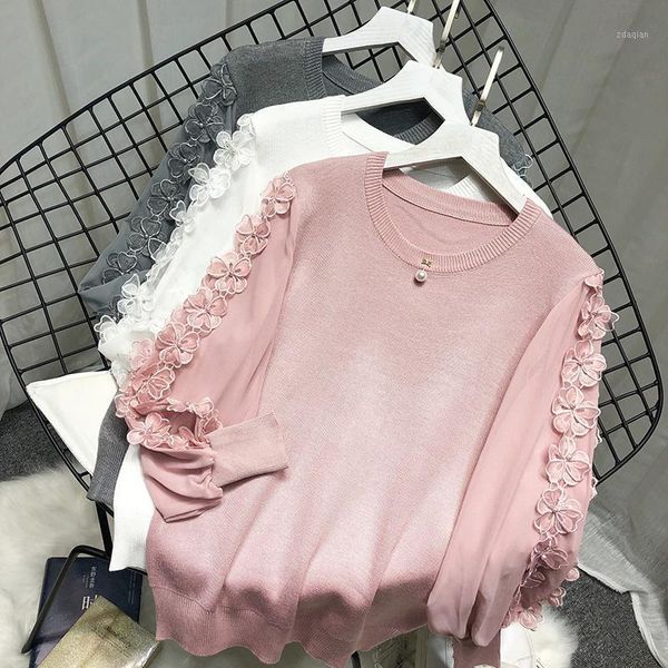 sweet 3d flower sleeve sweaters women lantern knitted pullovers lady bead work sweters women's, White;black
sweet 3d flower sleeve sweaters women lantern knitted pullovers lady bead work sweters women's, White;black