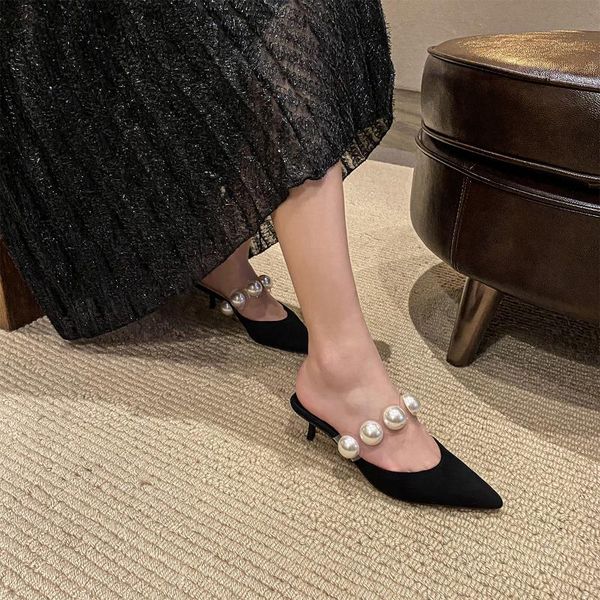 point-toe single shoes - pearl ess half-slipper for women whopper sandal slight heeled muller sandals, Black
point-toe single shoes - pearl ess half-slipper for women whopper sandal slight heeled muller sandals, Black