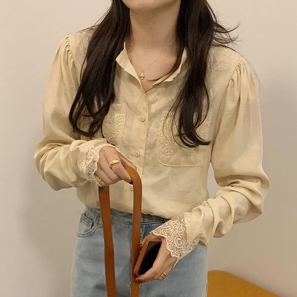 women's blouses & shirts 2021 autumn korean retro temperament blouse female round neck long-sleeved blusa lace embroidery crocheted shi, White
women's blouses & shirts 2021 autumn korean retro temperament blouse female round neck long-sleeved blusa lace embroidery crocheted shi, White