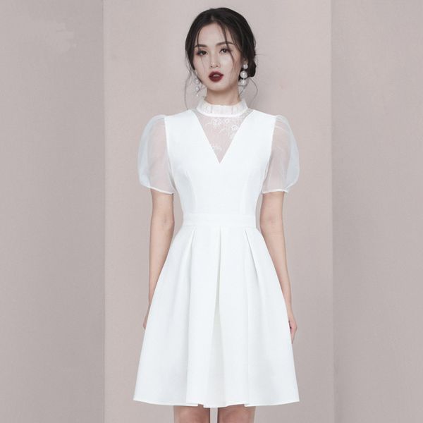 llzacoosh fashion elegant white puff sleeves mesh patchwork dress women turtleneck slim princess midi dress 210514, Black;gray
llzacoosh fashion elegant white puff sleeves mesh patchwork dress women turtleneck slim princess midi dress 210514, Black;gray