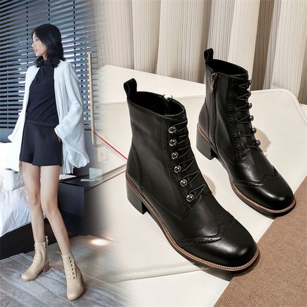 winter boots women genuine leather ankle boots women boots with side zipper mid-heel anti skid and wear resistant rubber sole 210507, Black
winter boots women genuine leather ankle boots women boots with side zipper mid-heel anti skid and wear resistant rubber sole 210507, Black