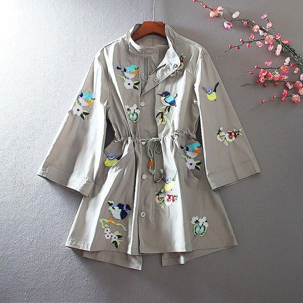 women's trench coats superaen embroidered flower print retro zipper three quarter loose casual waist windbreaker autumn coat for women, Tan;black
women's trench coats superaen embroidered flower print retro zipper three quarter loose casual waist windbreaker autumn coat for women, Tan;black
