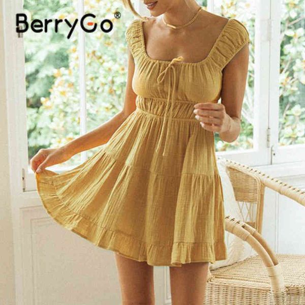 berrygo yellow cotton summer short puff sleeve women dress high-waist wrap dresses solid square neck a-line beach vestidos 210513, Black;gray
berrygo yellow cotton summer short puff sleeve women dress high-waist wrap dresses solid square neck a-line beach vestidos 210513, Black;gray