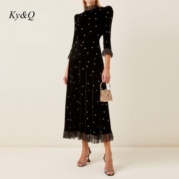 women elegant solid black shiny sequin diamond mesh patchwork velvet party dress flounces long sleeve high neck midi dresse casual dresses, Black;gray
women elegant solid black shiny sequin diamond mesh patchwork velvet party dress flounces long sleeve high neck midi dresse casual dresses, Black;gray