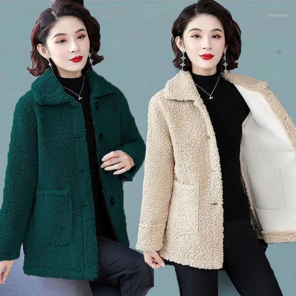 women's wool & blends warm winter faux lamb women coat casual solid loose long-sleeved mother outwear plus size 4xl velvet female jacke, Black
women's wool & blends warm winter faux lamb women coat casual solid loose long-sleeved mother outwear plus size 4xl velvet female jacke, Black