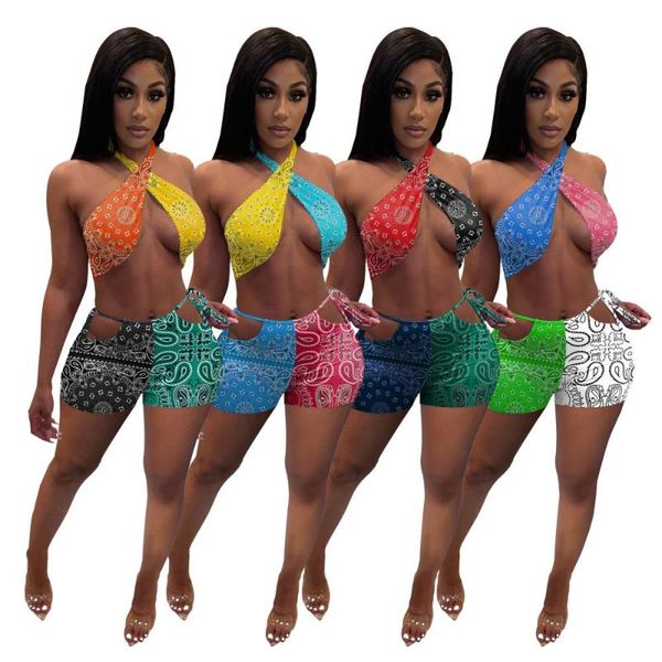 women's tracksuits bandanna paisley color block 2 pieces outfits criss cross halter crop mini side drawstring shorts women beach swimw, Gray
women's tracksuits bandanna paisley color block 2 pieces outfits criss cross halter crop mini side drawstring shorts women beach swimw, Gray