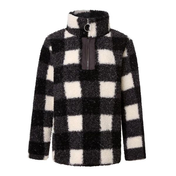women's hoodies & sweatshirts womens jackets winter artificial wool collar zipper warm jacket coat long sleeve colorful plaid print cas, Black
women's hoodies & sweatshirts womens jackets winter artificial wool collar zipper warm jacket coat long sleeve colorful plaid print cas, Black