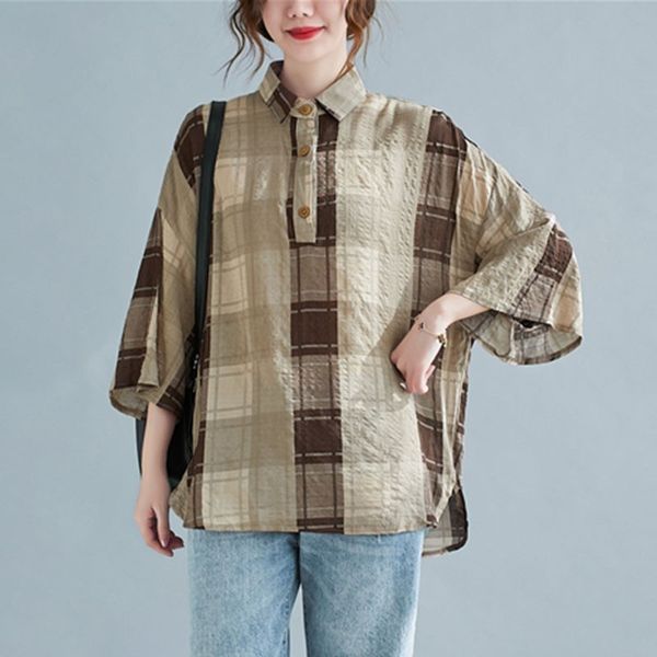 oversized women cotton linen casual shirts new spring simple style vintage plaid flare sleeve loose female s3531 210412, White
oversized women cotton linen casual shirts new spring simple style vintage plaid flare sleeve loose female s3531 210412, White