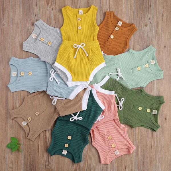clothing sets 0-24m born baby girls boys ribbed knitted sleeveless button romper + shorts toddler infant summer clothes outfits, White
clothing sets 0-24m born baby girls boys ribbed knitted sleeveless button romper + shorts toddler infant summer clothes outfits, White