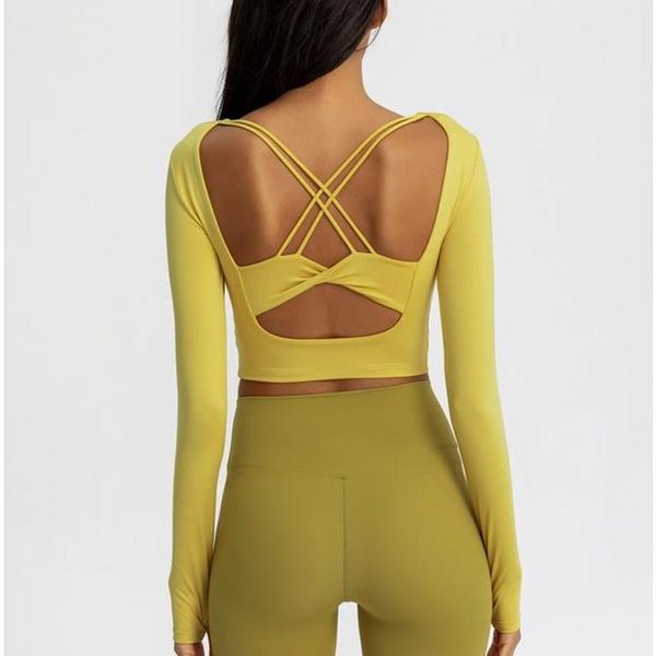 yoga outfits back cross tight sports gym shirts women long sleeve workout fitness crop with chest pad running clothing, White;red
yoga outfits back cross tight sports gym shirts women long sleeve workout fitness crop with chest pad running clothing, White;red