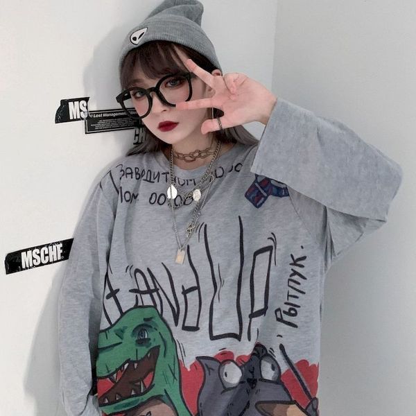 womens t-shirt korean style loose cartoon print harajuku style graphic t shirts women long sleeve summer for women 2021, Black
womens t-shirt korean style loose cartoon print harajuku style graphic t shirts women long sleeve summer for women 2021, Black