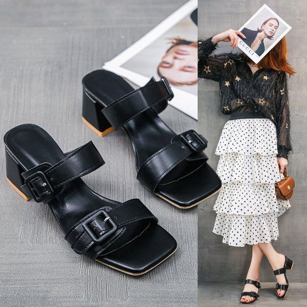 slippers double buckle belt women sandalias flip flops summer shoes female square toe thick high heels slides plus size 35-45, Black
slippers double buckle belt women sandalias flip flops summer shoes female square toe thick high heels slides plus size 35-45, Black