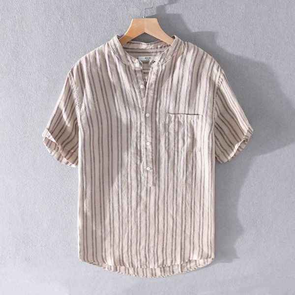 100% linen summer shirt men brand casual shirts for stand collar retro stripe mens fashion breathable male men's, White;black
100% linen summer shirt men brand casual shirts for stand collar retro stripe mens fashion breathable male men's, White;black
