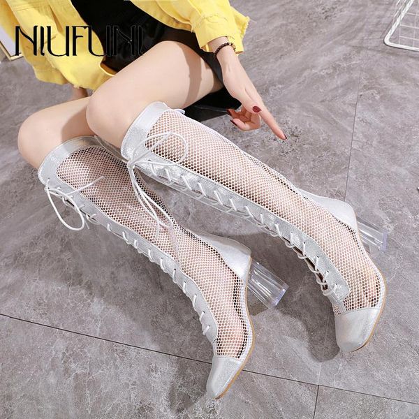 fashion lace up hollow mesh women's mid-calf boots transparent crystal high heels back zipper shoes bottes femme, Black
fashion lace up hollow mesh women's mid-calf boots transparent crystal high heels back zipper shoes bottes femme, Black