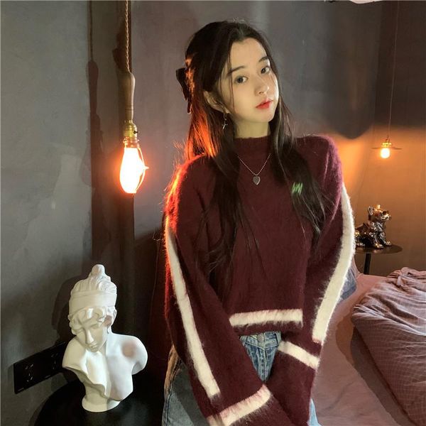 hipster casual style women's clothing sweater loose autumn winter long sleeve crop knitted pullovers fashion brand sweaters, White;black
hipster casual style women's clothing sweater loose autumn winter long sleeve crop knitted pullovers fashion brand sweaters, White;black