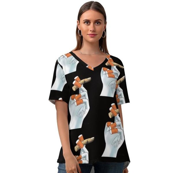 women's t-shirt cigarette ladies fashion casual t shirt v neck printed short-sleeve tshirt large, White
women's t-shirt cigarette ladies fashion casual t shirt v neck printed short-sleeve tshirt large, White