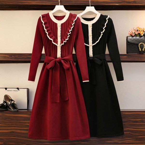 casual dresses dress big size women's early spring fat foreign style age reducing thin belly covering bottom knitted year's red qu, Black;gray
casual dresses dress big size women's early spring fat foreign style age reducing thin belly covering bottom knitted year's red qu, Black;gray