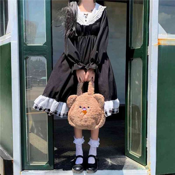 japanese lolita style autumn harajuku women dresses gothic black sailor collar princess kawaii ruffles mid-calf, Black;gray
japanese lolita style autumn harajuku women dresses gothic black sailor collar princess kawaii ruffles mid-calf, Black;gray