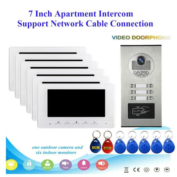 video door phones 7'' wired intercom system doorbell camera ir night vision phone 1~6 monitors for home apartment
video door phones 7'' wired intercom system doorbell camera ir night vision phone 1~6 monitors for home apartment