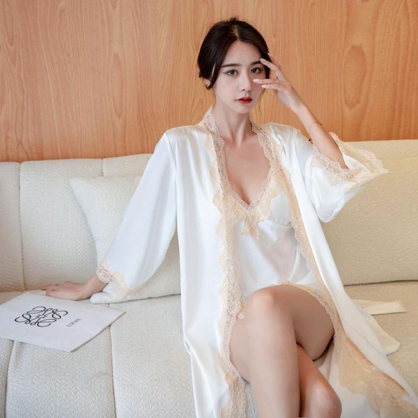 women's sleepwear white women lace robe set summer solid satin elegant ladies home wear japan kimono bathrobe lounge suit xl, Black;red
women's sleepwear white women lace robe set summer solid satin elegant ladies home wear japan kimono bathrobe lounge suit xl, Black;red