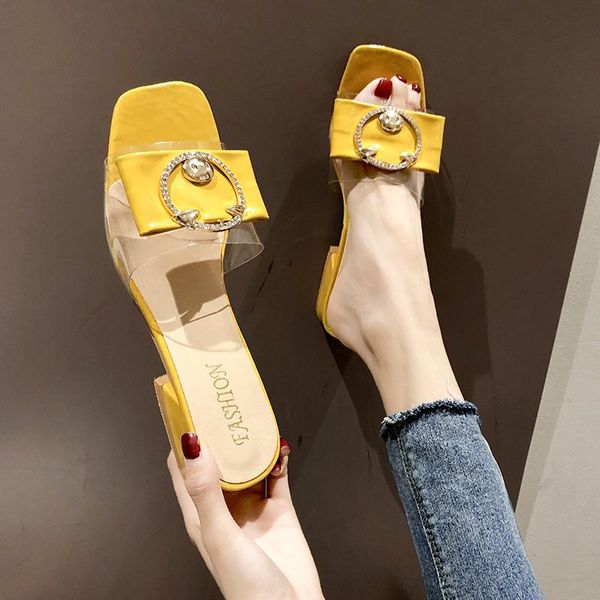 slippers metal buckle transparent summer women female square heels pvc party shoes open toe ladies for, Black
slippers metal buckle transparent summer women female square heels pvc party shoes open toe ladies for, Black