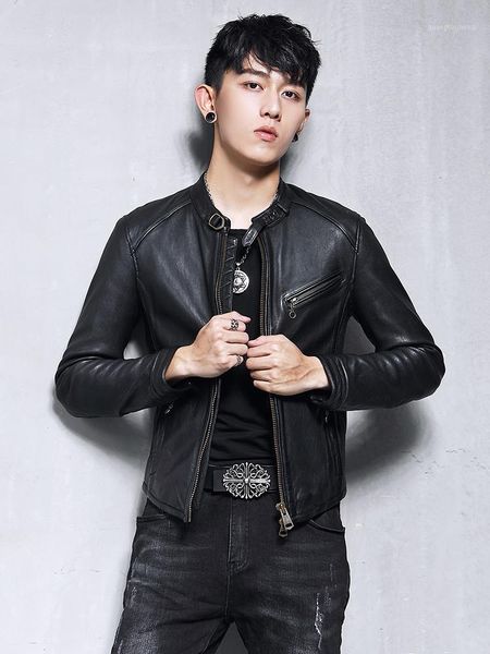men's leather & faux genuine jacket men 100% sheepskin coat biker motorcycle man vlothes 2021 slim fit vintage 1780a, Black
men's leather & faux genuine jacket men 100% sheepskin coat biker motorcycle man vlothes 2021 slim fit vintage 1780a, Black