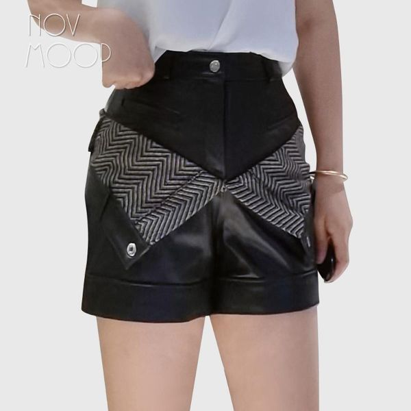 novmoop 2021 fall winter genuine leather sheepskin patched with tweed fabric women shorts lt3257 women's, White;black
novmoop 2021 fall winter genuine leather sheepskin patched with tweed fabric women shorts lt3257 women's, White;black