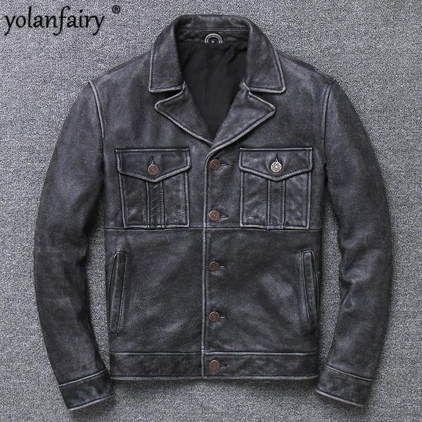 men's leather & faux jacket men 100% real cow slim short style of vintage smart casual spring plus size 2021 selling 1769, Black
men's leather & faux jacket men 100% real cow slim short style of vintage smart casual spring plus size 2021 selling 1769, Black