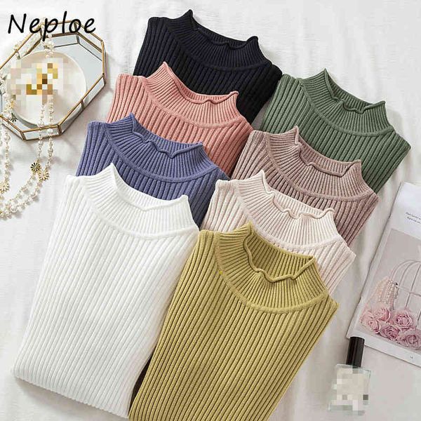neploe autumn winter korean thickened sweaters solid harf turtleneck slim fit long sleeve knitted pullovers women 82213 210423, White;black
neploe autumn winter korean thickened sweaters solid harf turtleneck slim fit long sleeve knitted pullovers women 82213 210423, White;black