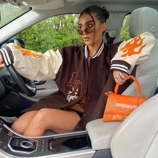 women's jackets beauty keeper women 2021 autumn winter long sleeve fashion bomber loose black baseball coat oversized, Black;brown
women's jackets beauty keeper women 2021 autumn winter long sleeve fashion bomber loose black baseball coat oversized, Black;brown