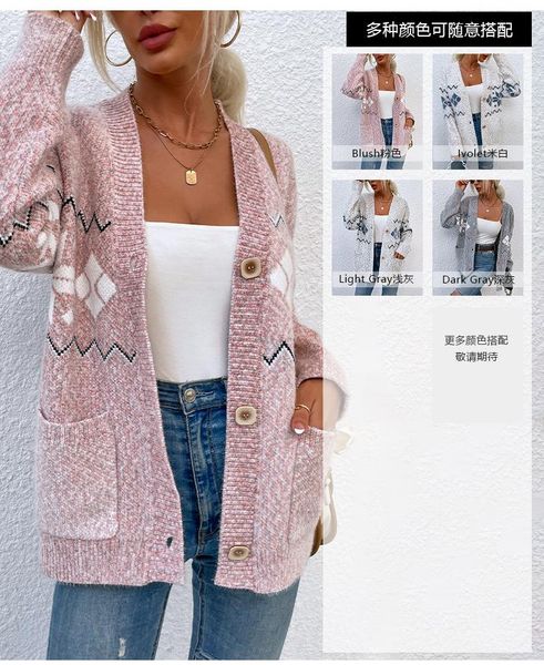 women's knits & tees 2021 autumn/winter style long-sleeved loose knit cardigan knitted single-breasted pocket sweater, White
women's knits & tees 2021 autumn/winter style long-sleeved loose knit cardigan knitted single-breasted pocket sweater, White