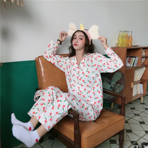 women's sleepwear pure cotton girl's pajamas set korean sleepwear pijamas women long sleeve trousers home suit 2020 autumn winter, Black;red
women's sleepwear pure cotton girl's pajamas set korean sleepwear pijamas women long sleeve trousers home suit 2020 autumn winter, Black;red