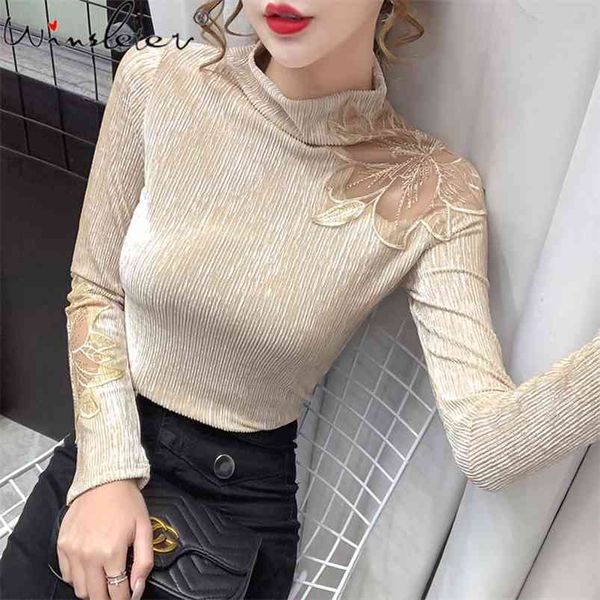 fall winter women clothing velvet pleuche t-shirt mock neck embroidery mesh for long sleeve tees t09401w 210421, White
fall winter women clothing velvet pleuche t-shirt mock neck embroidery mesh for long sleeve tees t09401w 210421, White