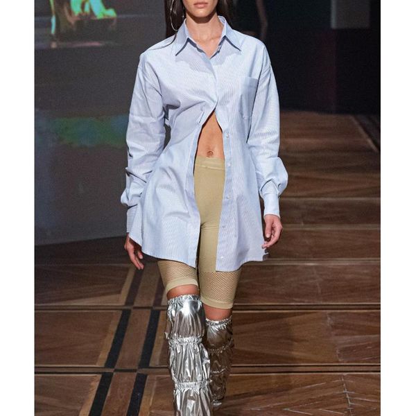 women's blouses & shirts 4.27 high end quality tailored 2021 spring summer women european turn-down collar long sleeve striped blouse, White
women's blouses & shirts 4.27 high end quality tailored 2021 spring summer women european turn-down collar long sleeve striped blouse, White