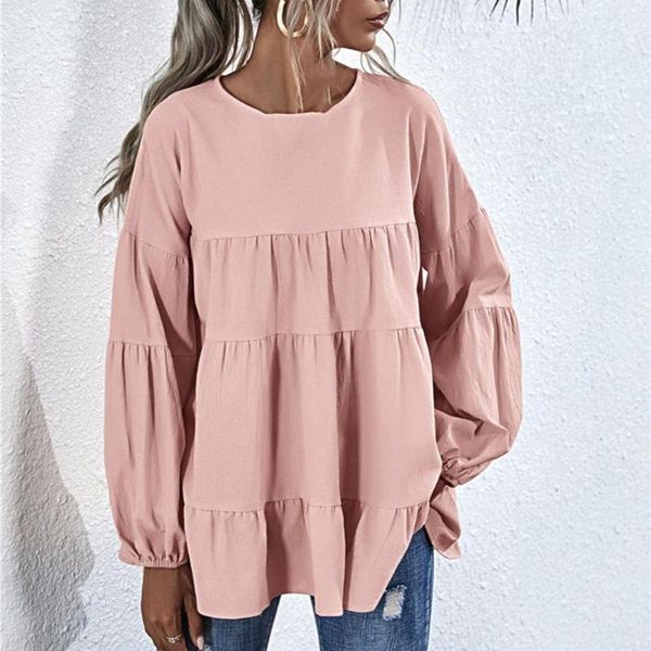 women's blouses & shirts spring autumn t-shirt fashion women blouse solid color ruffles patchwork lantern sleeve o neck streetwear, White
women's blouses & shirts spring autumn t-shirt fashion women blouse solid color ruffles patchwork lantern sleeve o neck streetwear, White