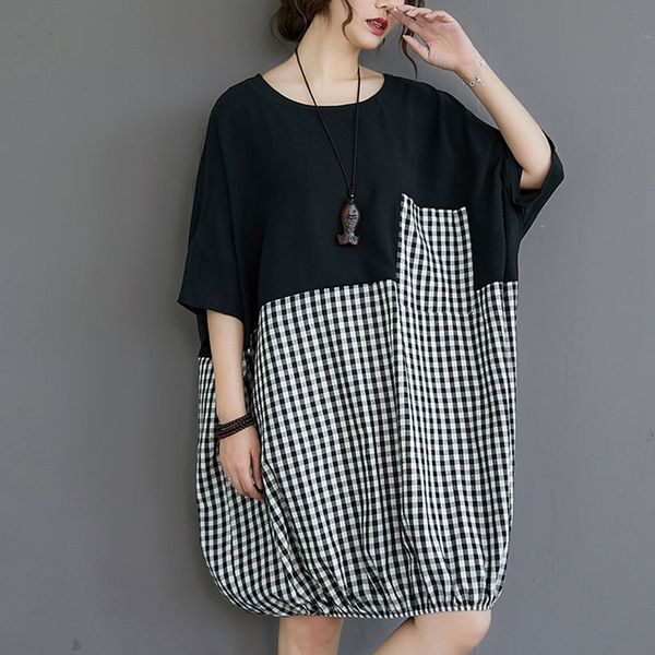 oversized women cotton casual dress new summer simple style vintage plaid patchwork loose female knee-length dresses s3563 210412, Black;gray
oversized women cotton casual dress new summer simple style vintage plaid patchwork loose female knee-length dresses s3563 210412, Black;gray
