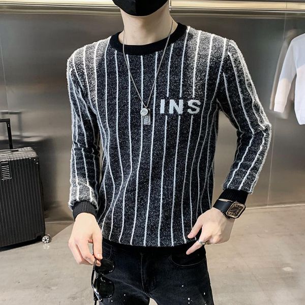 men's sweaters 2021 autumn and winter social style korean sweater shop owner wild round neck knitted jacket imitation mink, White;black
men's sweaters 2021 autumn and winter social style korean sweater shop owner wild round neck knitted jacket imitation mink, White;black