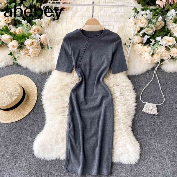 women design breasted pencil dress o neck short sleeve elegant slim es summer split streetwear 210512, Black;gray
women design breasted pencil dress o neck short sleeve elegant slim es summer split streetwear 210512, Black;gray