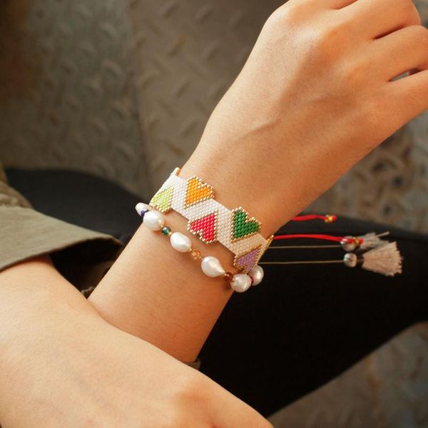 charm bracelets quanchi rainbow 2pcs set fashion baroque pearl bracelet for women exquisite miyuki heart bangle jewelry, Golden;silver
charm bracelets quanchi rainbow 2pcs set fashion baroque pearl bracelet for women exquisite miyuki heart bangle jewelry, Golden;silver
