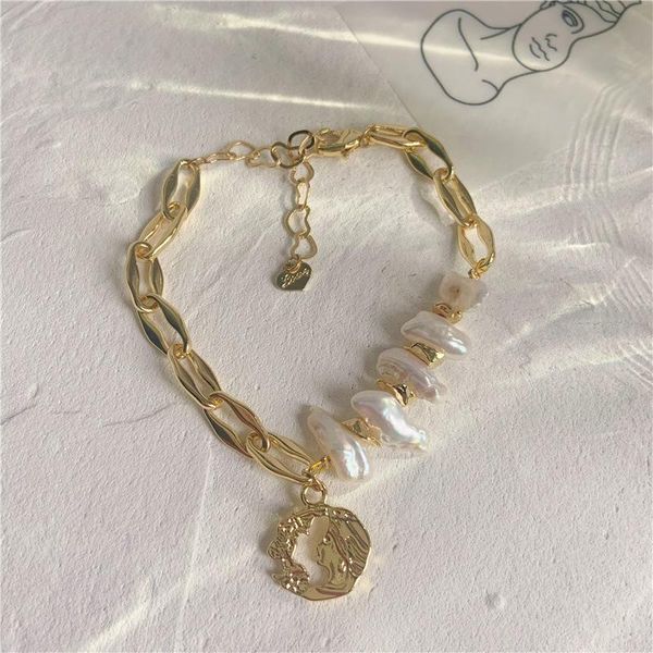 link, chain vintage irregular pearl bracelets for women heart charm carving letter geometric set boho female korean jewelry, Black
link, chain vintage irregular pearl bracelets for women heart charm carving letter geometric set boho female korean jewelry, Black