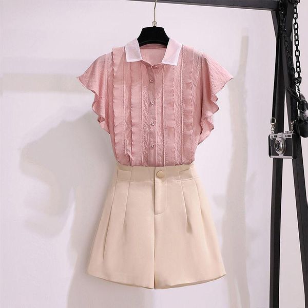 women's tracksuits two pieces set chic suit white ruffle blouse + pleated high waist shorts female office fashion 2 piece, Gray
women's tracksuits two pieces set chic suit white ruffle blouse + pleated high waist shorts female office fashion 2 piece, Gray
