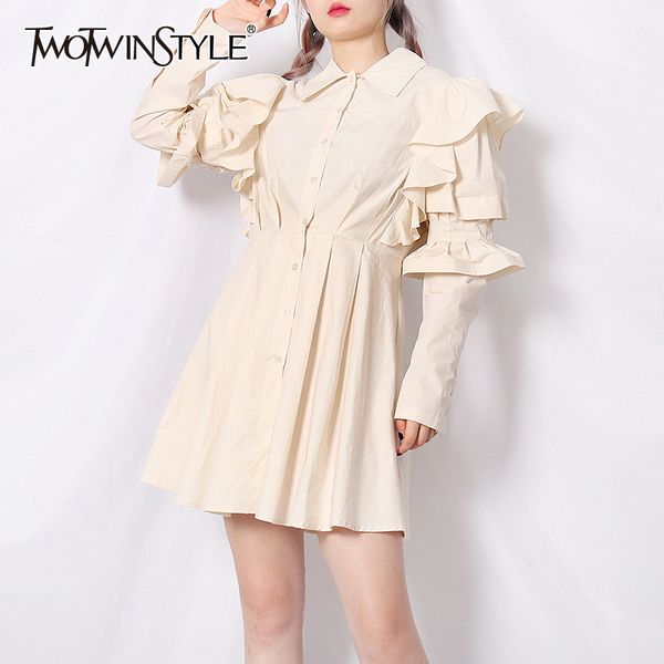 elegant patchwork ruffle dress for women lapel long sleeve mini shirt dresses female fashion new clothing spring 210428, Black;gray
elegant patchwork ruffle dress for women lapel long sleeve mini shirt dresses female fashion new clothing spring 210428, Black;gray